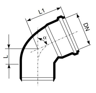 Mynd af Ultra dB Hné DN160 - 45°