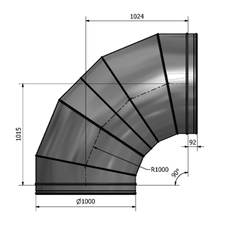 Mynd af Beygja HV-1000 90° Hallströms