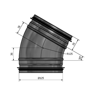 Mynd af Beygja HV-125 30° Hallströms