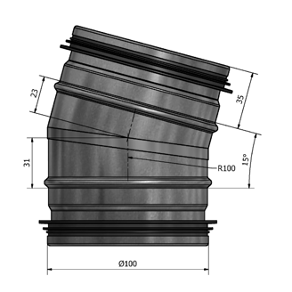 Mynd af Beygja HV-100 15° Hallströms