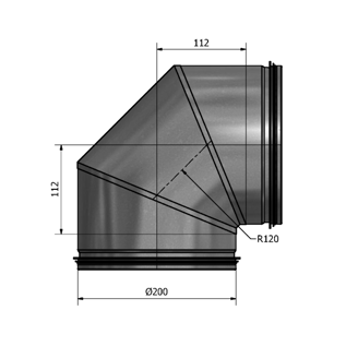 Mynd af Stuttbeygja HIBK-200 90° Hallströms