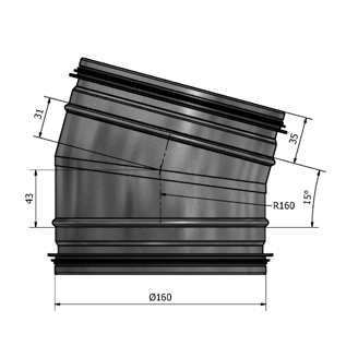 Mynd af Beygja HV 160 15° Hallströms