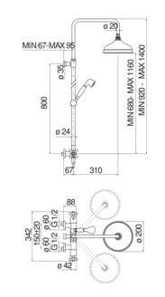 Mynd af Nobili Grazia Thermostatic sturtusett m. handsturtu