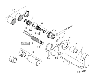 Mynd af Hansgrohe handlaugartæki Rebris S 200mm innbyggt