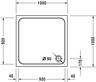 Mynd af Duravit sturtubotn D-Code 1000x1000mm