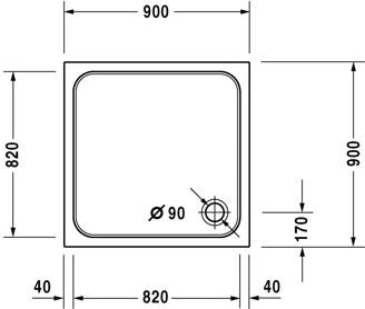 Mynd af Duravit sturtubotn D-Code 900x900mm