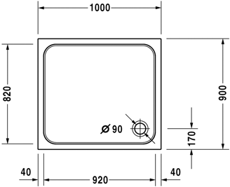 Mynd af Duravit sturtubotn D-Code 1000x900