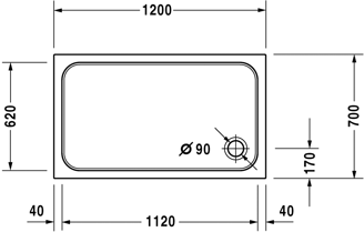 Mynd af Duravit sturtubotn D-Code 1200x700mm