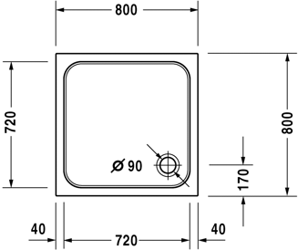 Mynd af Duravit sturtubotn D-Code 800x800mm