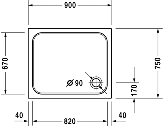 Mynd af Duravit sturtubotn D-Code 900x750mm