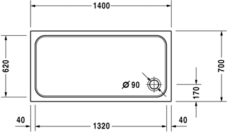Mynd af Duravit sturtubotn D-Code 1400x700