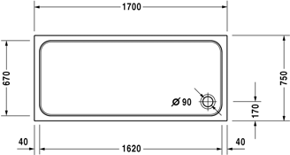 Mynd af Duravit sturtubotn D-Code 1700x750mm