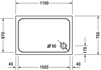 Mynd af Duravit sturtubotn D-Code 1100x750mm