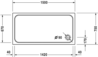 Mynd af Duravit sturtubotn D-Code 1500x750mm