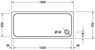 Mynd af Duravit sturtubotn D-Code 1600x700