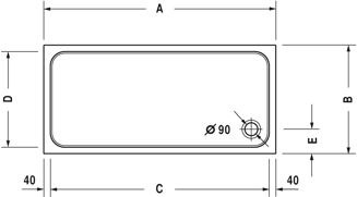 Mynd af Duravit sturtubotn D-Code 1600x700