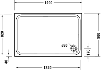 Mynd af Duravit sturtubotn D-Code 1400x900