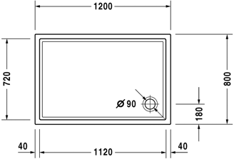 Mynd af Duravit sturtubotn Starck 1200x800mm