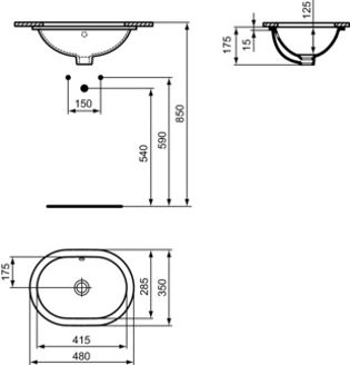 Mynd af Ideal Standard handlaug Connect 480x350mm undirlímd