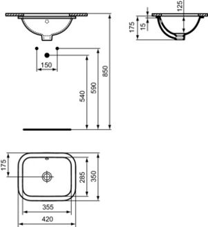 Mynd af Ideal Standard handlaug Connect 420x350mm undirlímd