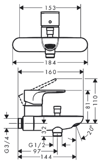 Mynd af Hansgrohe baðtæki Rebris S 173mm