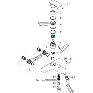 Mynd af Hansgrohe baðtæki Rebris S 173mm