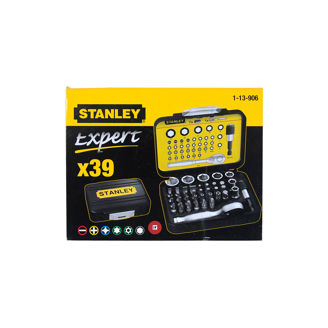 Mynd af STANLEY toppa- og bitasett m. skralli 39 stk.