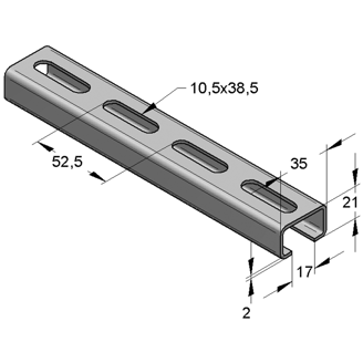 Mynd af MEFA Brautir ryðfríar 35x21x2mm 3M