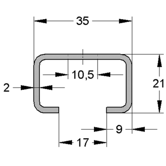 Mynd af MEFA Brautir ryðfríar 35x21x2mm 3M