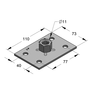 Mynd af MEFA fótstykki M10 110x73x4mm