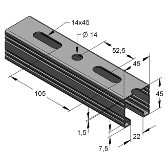 Mynd af MEFA Brautir STEX 45x45x1,5mm 2M