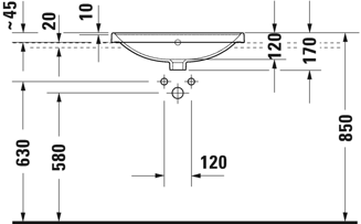 Mynd af Duravit D-Neo borðhandlaug 60x40cm