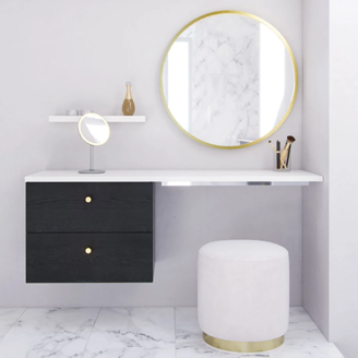 Mynd af Dansani Moon spegill 75cm Gylltur m. lýsingu