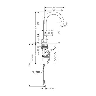 Mynd af AXOR ONE Select handl. 170  Svart burstað króm