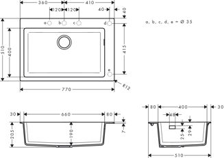 Mynd af Hansgrohe S51 ífelldur eldhúsvaskur 75x49cm