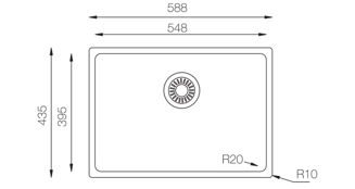 Mynd af UKinox ME stálvaskur 550x395mm sléttfelldur/undirlímdur
