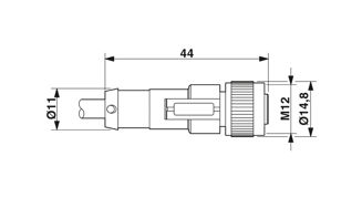 Mynd af Hulsa+vír SAC bein M12 4pin 10m
