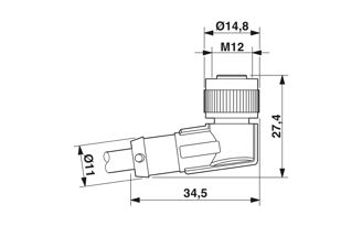 Mynd af Hulsa+vír SAC 90° M12 5pin  5m