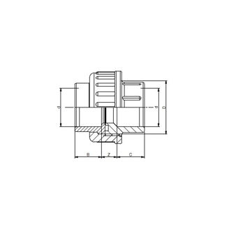 Mynd af PVC Union 25mm Stuttur