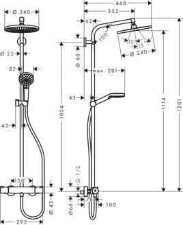 Mynd af Hansgrohe Crometta S 240 sturtusett EcoSmart