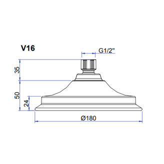 Mynd af Burlington V16 sturtuhaus Ø180mm Króm