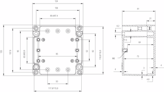 Mynd af Box ál grátt IP67 125x124x81mm