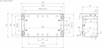 Mynd af Box ál grátt IP67 224x125x81mm