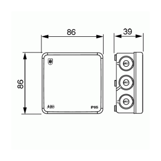 Mynd af Tengidós IP65  86x86x39mm Hvít