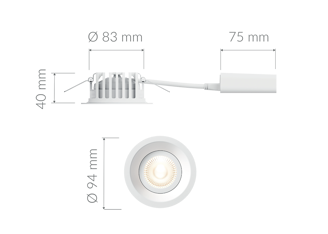 Mynd af Plejd Innfelt Hvítt ljós, stillanlegt Ø 83mm 