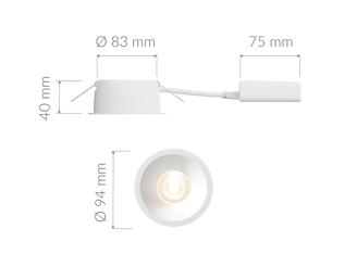 Mynd af Plejd Innfelt Svart ljós, fast Ø 83mm 