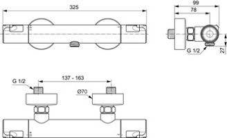 Mynd af Ideal Standard CERATHERM T50 sturtutæki Króm