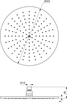 Mynd af Ideal Standard IDEALRAIN sturtuhaus Ø300mm Burstað gull