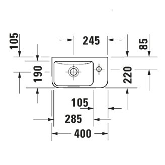 Mynd af Duravit ME by Starck vegghandlaug 40x22 Hvítur glans