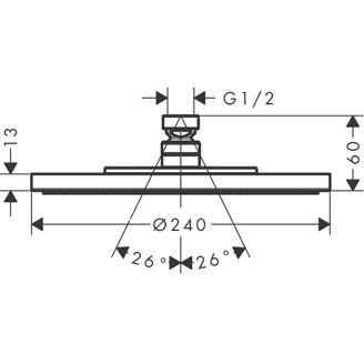 Mynd af AXOR Starck sturtuhaus Ø240mm Burstað nikkel